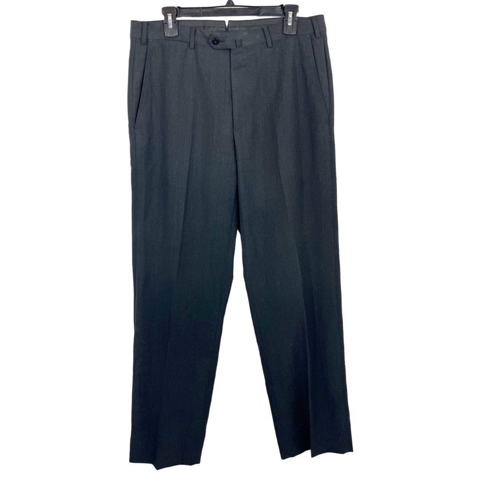 Ermenegildo Zegna Men's Dress Pants 100% Wool Dark Gray Faded Black - Size 34